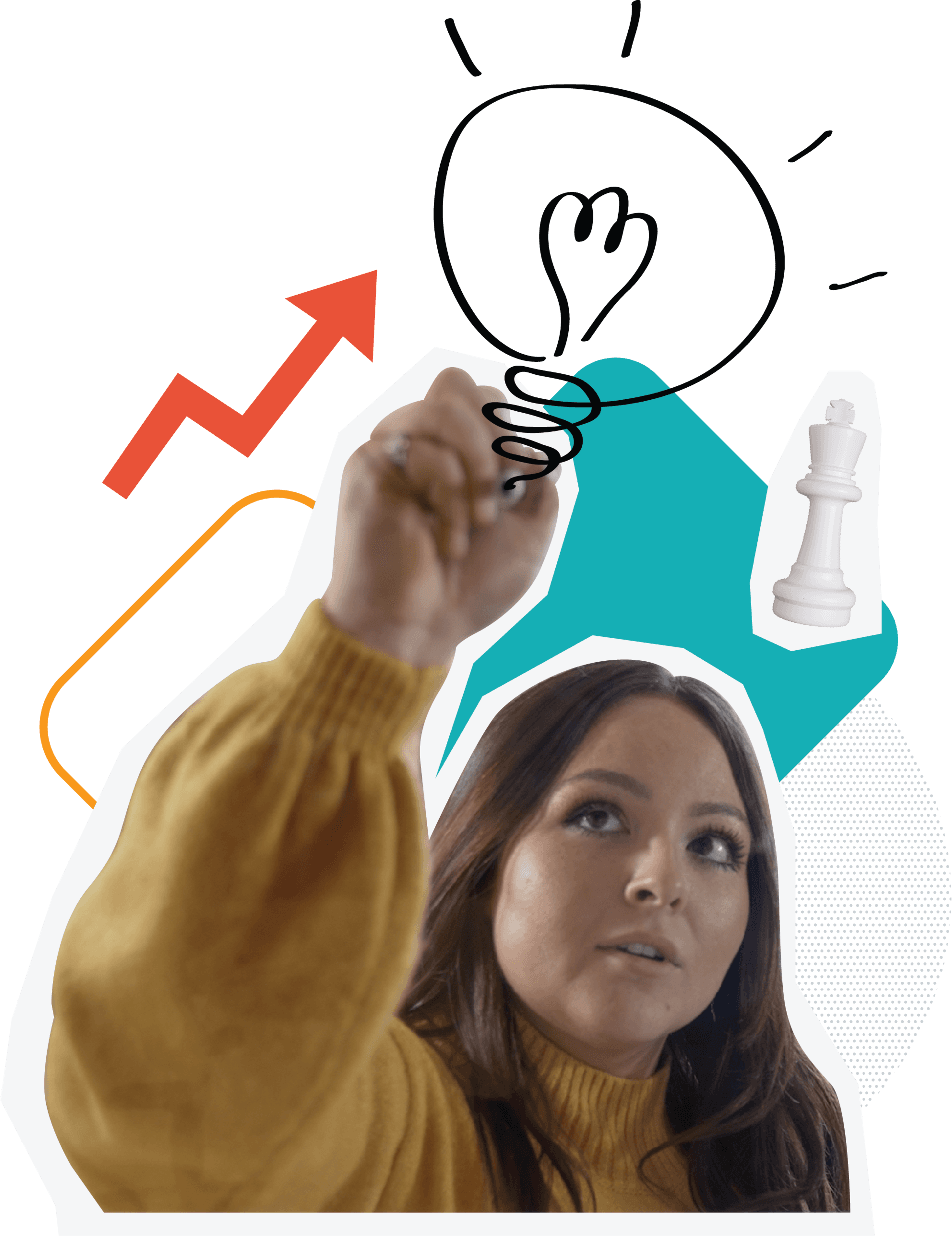 woman writing an idea on a whiteboard